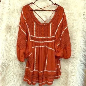 Free People Orange Boho Shirt